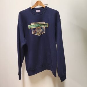 Notre Dame Floral Embroidered Sweatshirt Womens Large Blue Vintage Collegiate